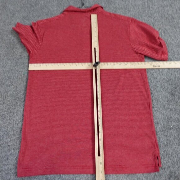 Stio Mens Polo Shirt Small Red Striped Front Pocket Poly Blend - Picture 6 of 8